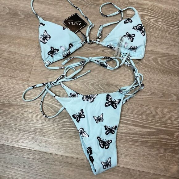 Zaful Sexy Brazilian Bikini Women Two Piece Butterfly Print Split Set - Picture 5 of 9